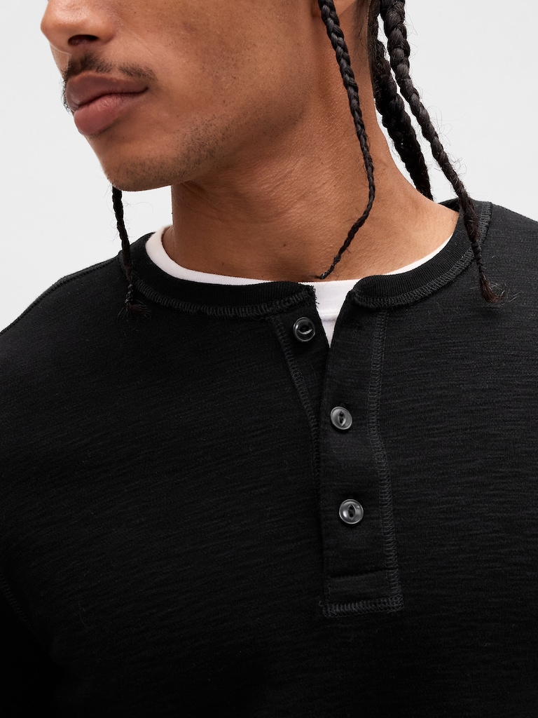 Double-Knit Henley T-Shirt