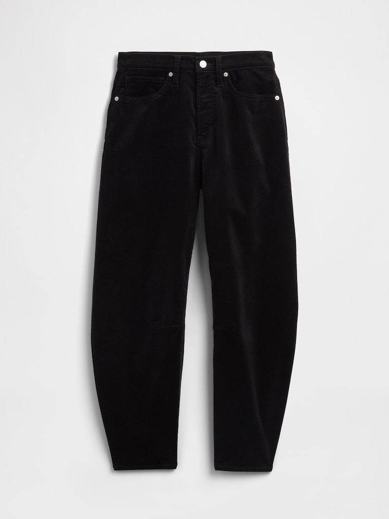 High Rise Barrel Velvet Pants