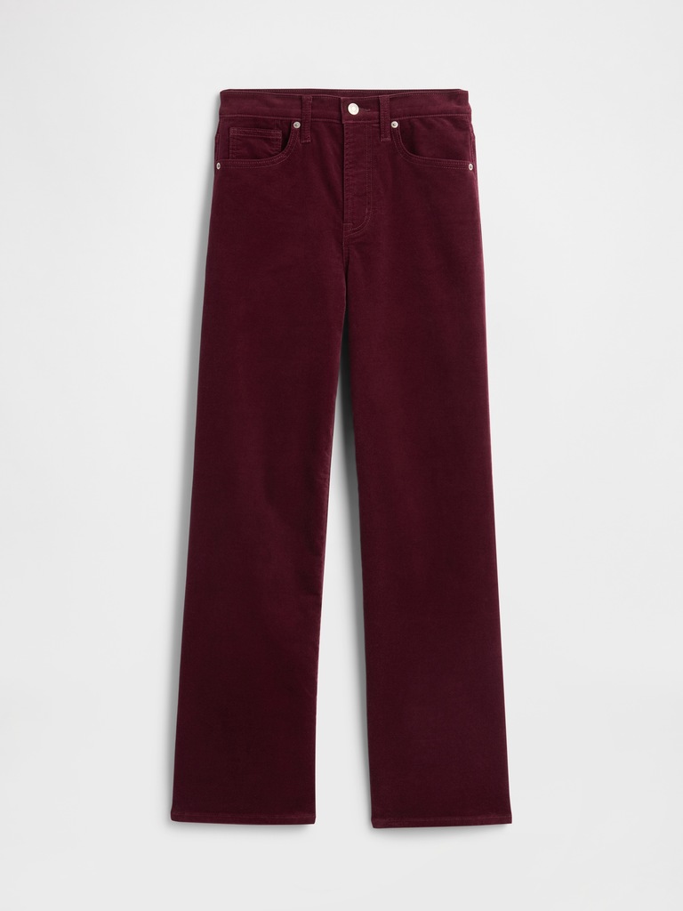 High Rise Wide-Leg Velvet Pants