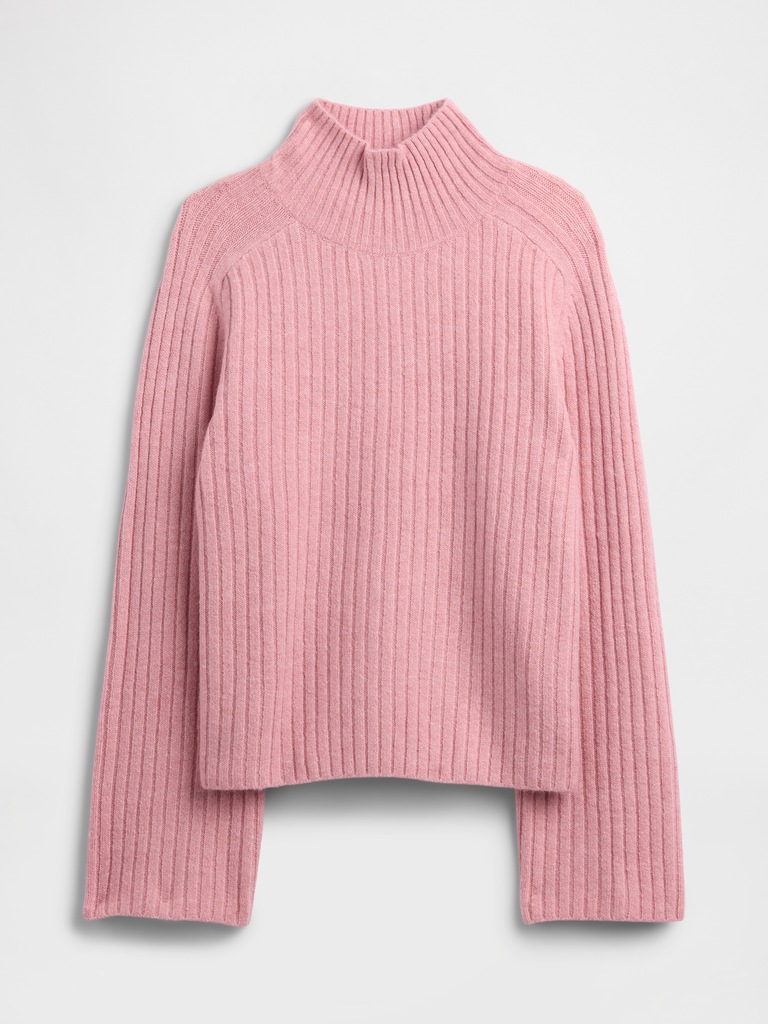 Relaxed Ribbed Mockneck Sweater