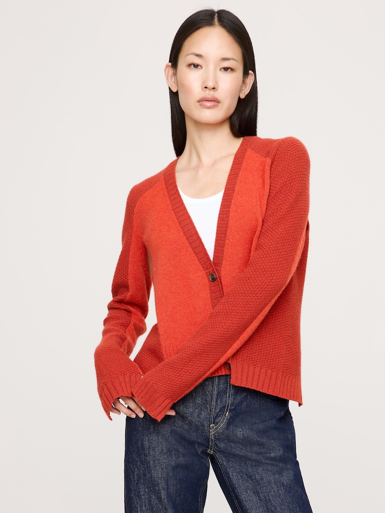 Cardigan en cachemire à mailles mixtes