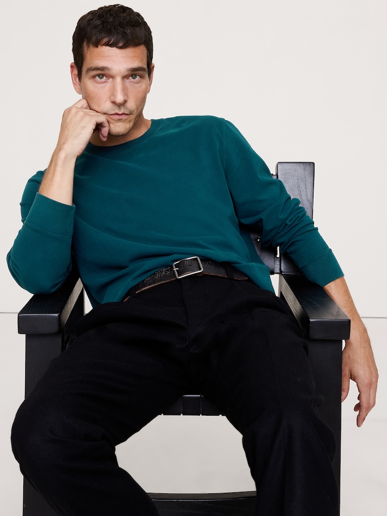 Sueded Cotton Long-Sleeve T-Shirt