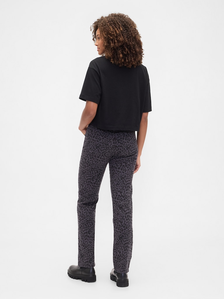 High Rise '90s Straight Leopard Print Jeans