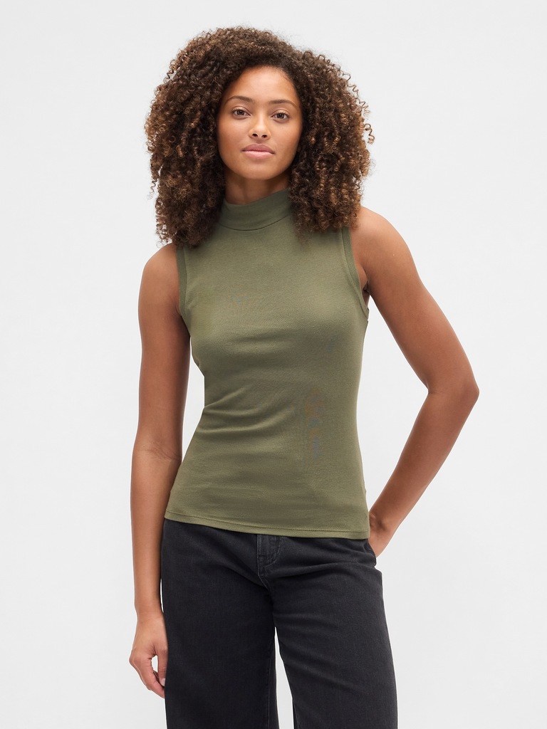 Modern Ribbed Mockneck Tank Top