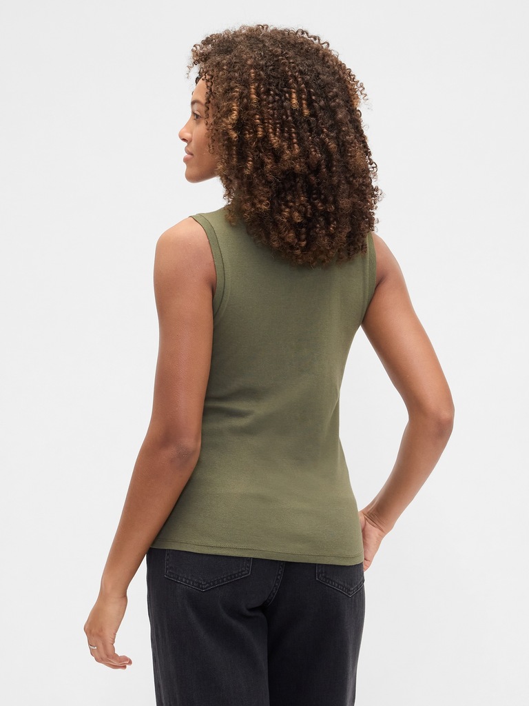 Modern Ribbed Mockneck Tank Top