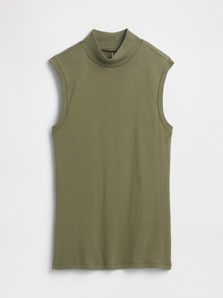 Modern Ribbed Mockneck Tank Top