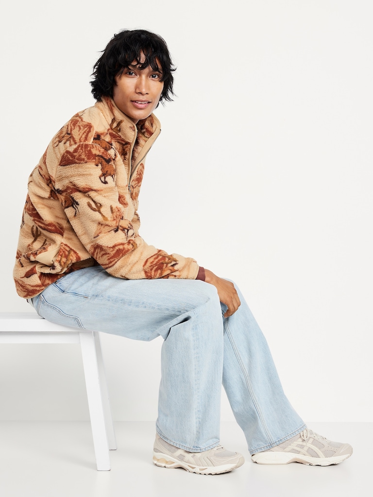 Printed Sherpa Quarter-Zip Pullover