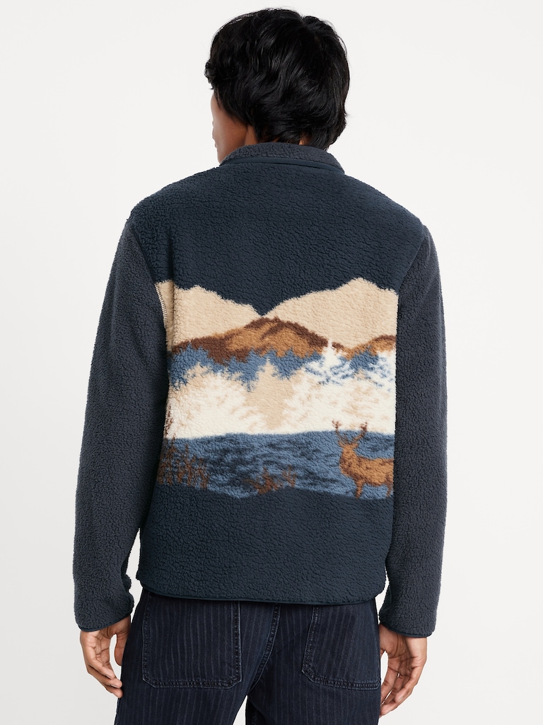 Printed Sherpa Quarter-Zip Pullover