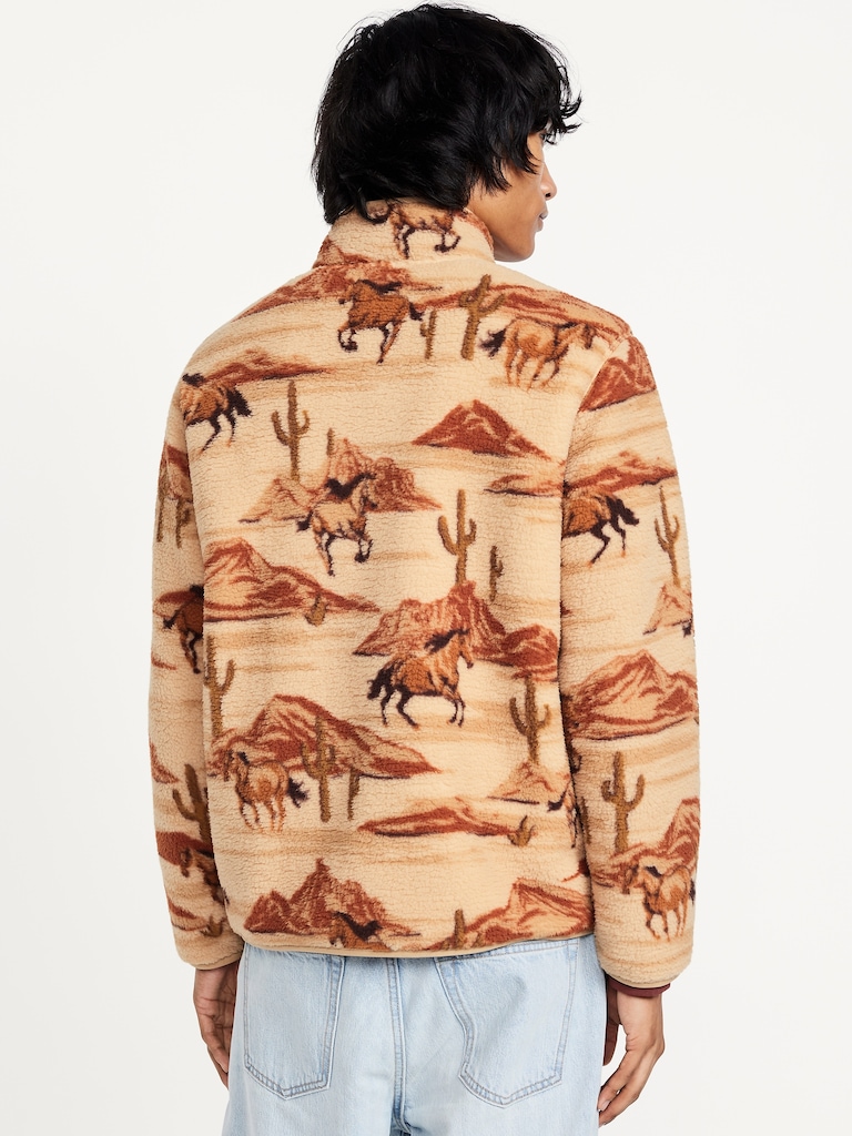 Printed Sherpa Quarter-Zip Pullover
