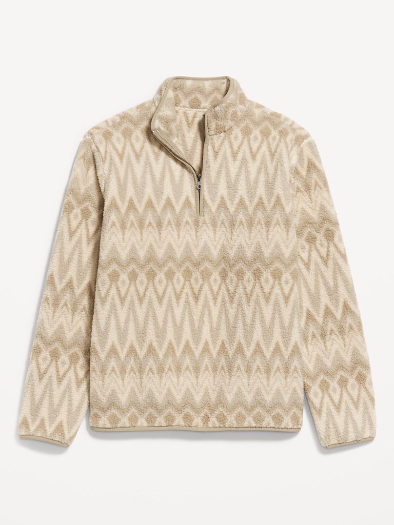 Printed Sherpa Quarter-Zip Pullover