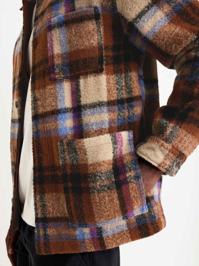 Wool-Blend Plaid Chore Jacket