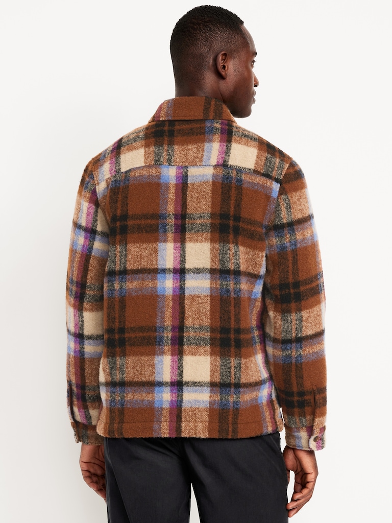 Wool-Blend Plaid Chore Jacket