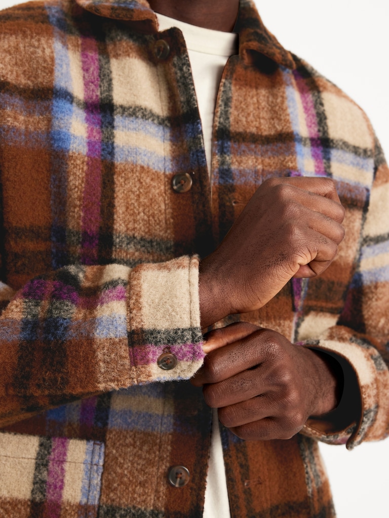 Wool-Blend Plaid Chore Jacket