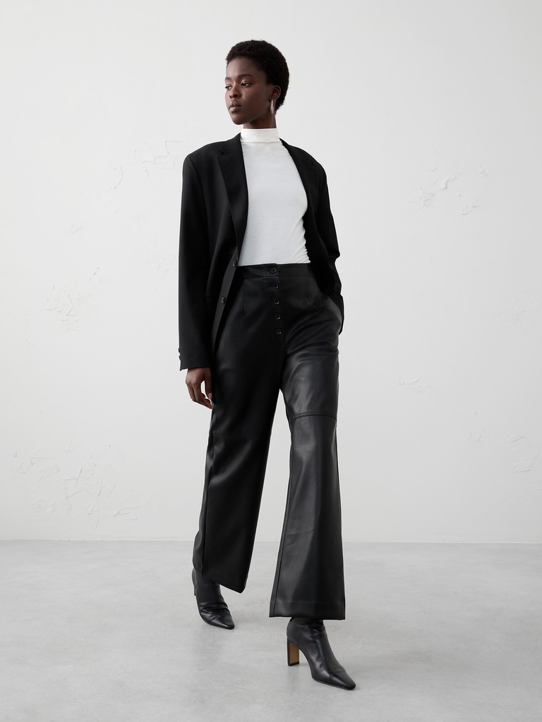 Wide-Leg Ultra High-Rise Vegan Leather Pant