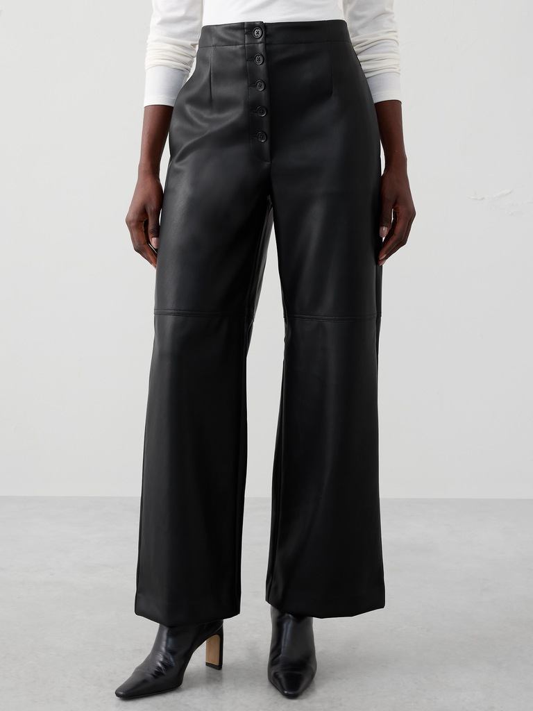 Wide-Leg Ultra High-Rise Vegan Leather Pant
