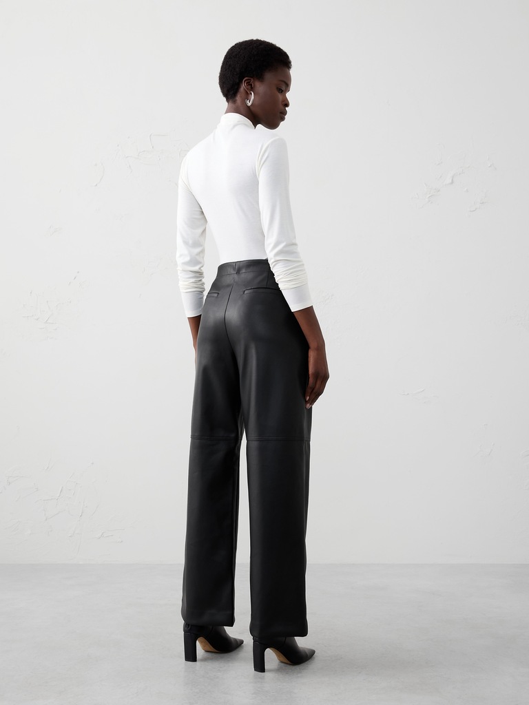 Wide-Leg Ultra High-Rise Vegan Leather Pant