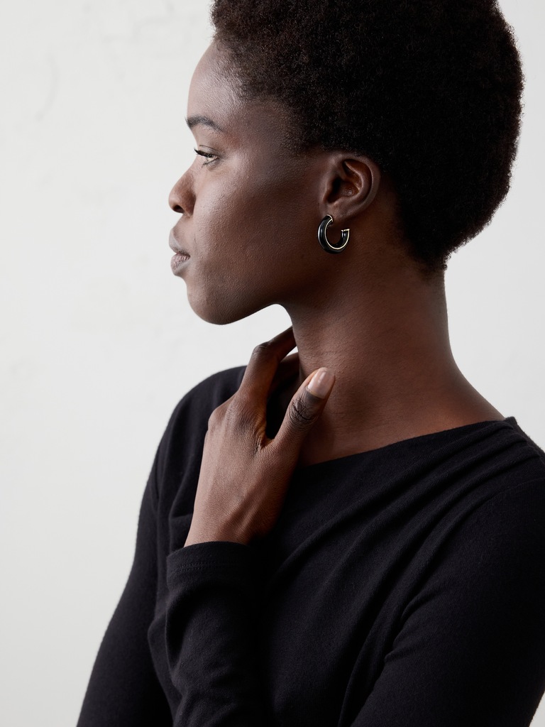 Resin Metal Mix Hoop Earrings