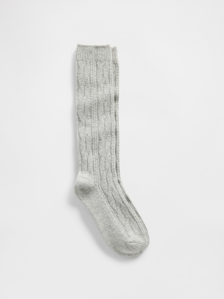 CashSoft Cable-Knit Knee-High Socks