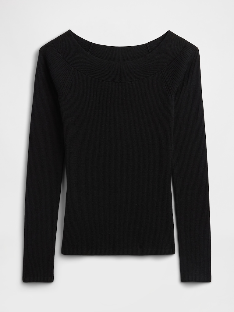 Ribbed Off-Shoulder Sweater