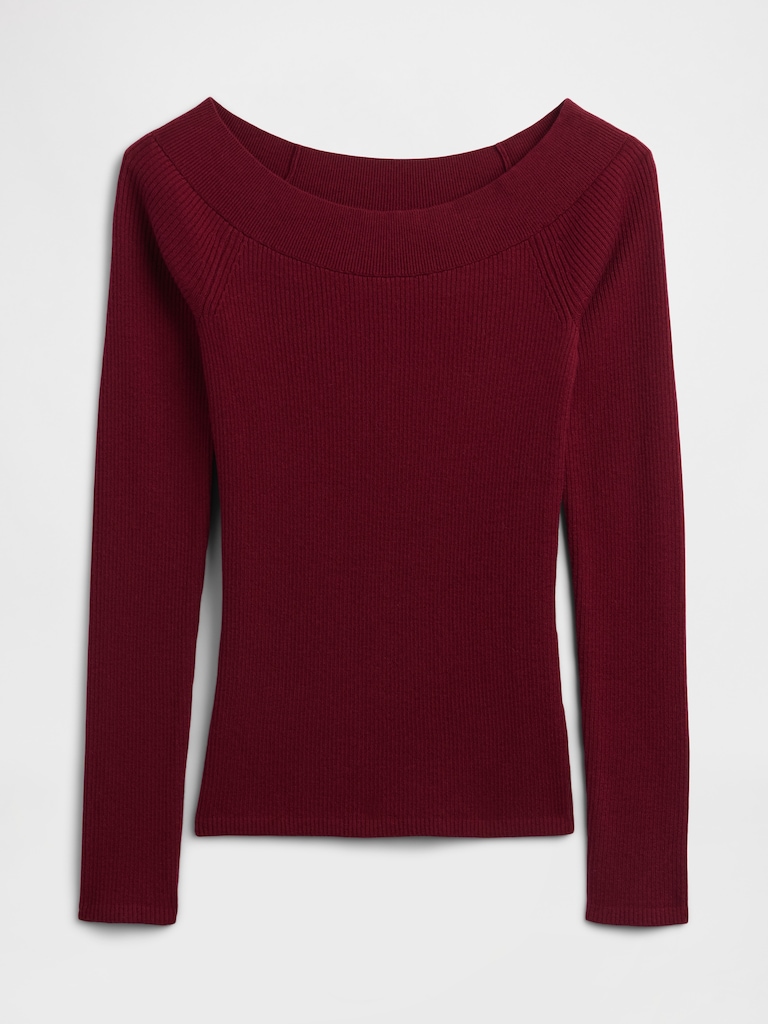 Ribbed Off-Shoulder Sweater