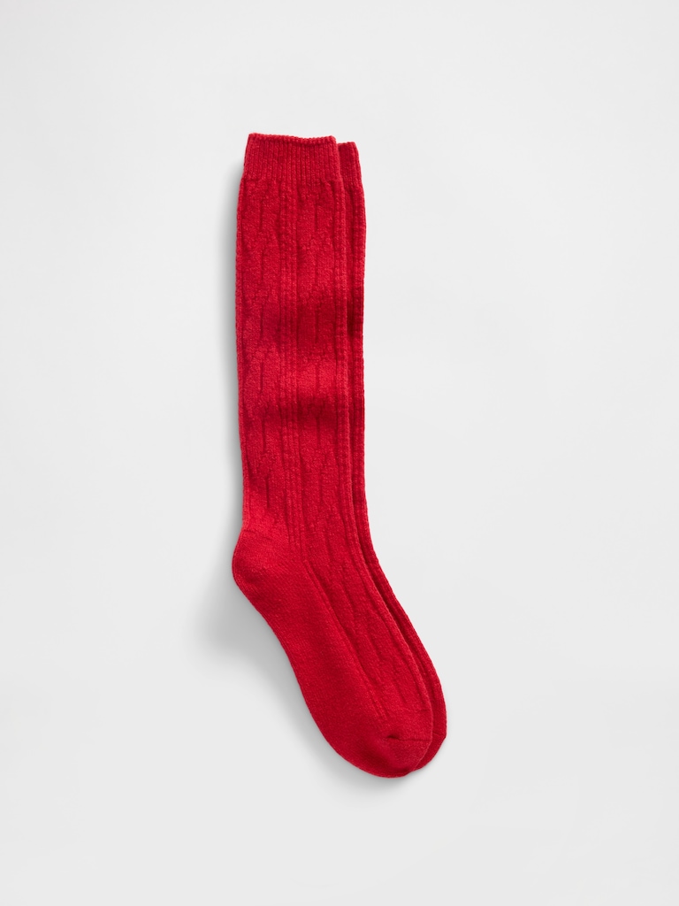 CashSoft Cable-Knit Knee-High Socks