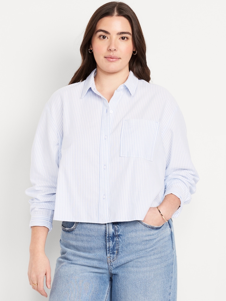 Cropped Button-Down Oxford Shirt