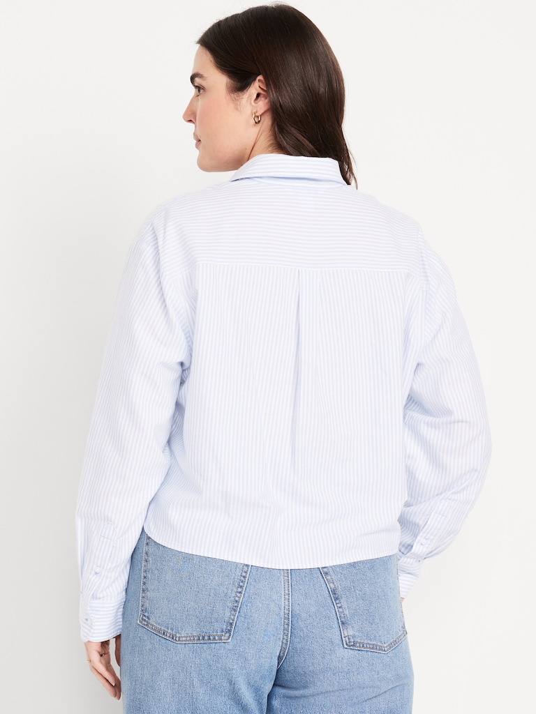 Cropped Button-Down Oxford Shirt