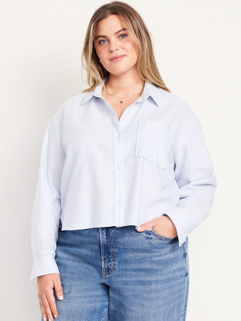 Cropped Button-Down Oxford Shirt