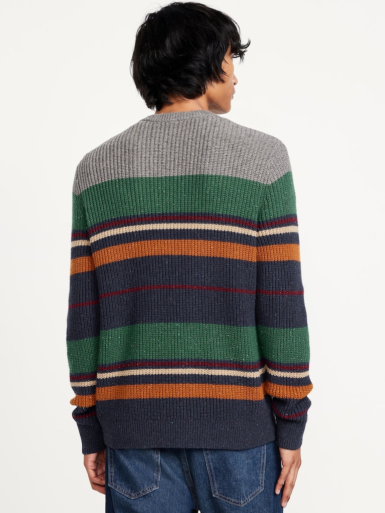 Wool-Blend Crew-Neck Striped Sweater
