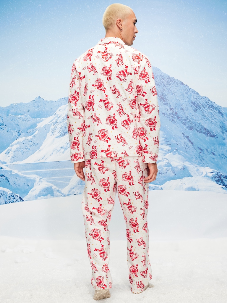 Printed Flannel Pajama Set for Men