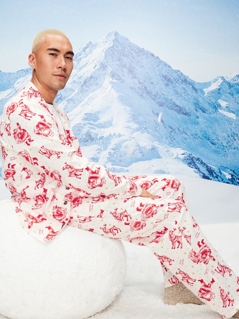 Printed Flannel Pajama Set for Men
