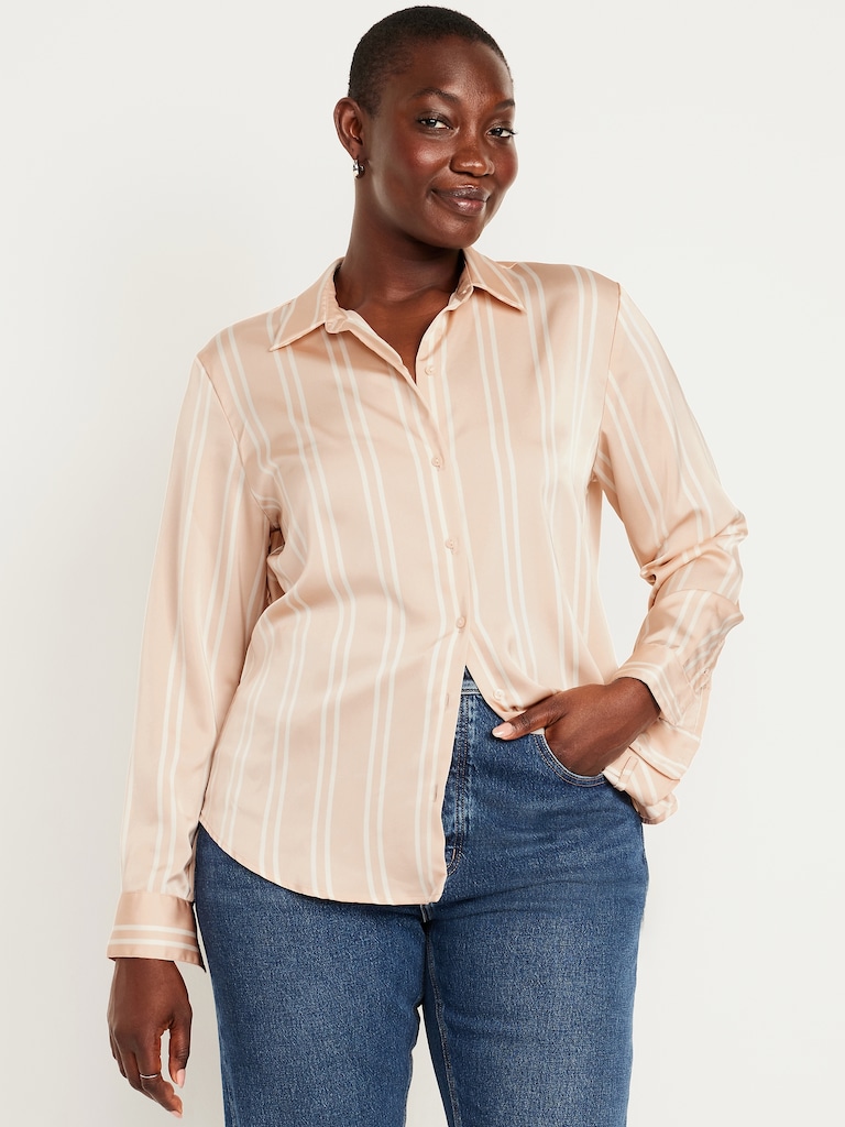 Satin Button-Down Shirt