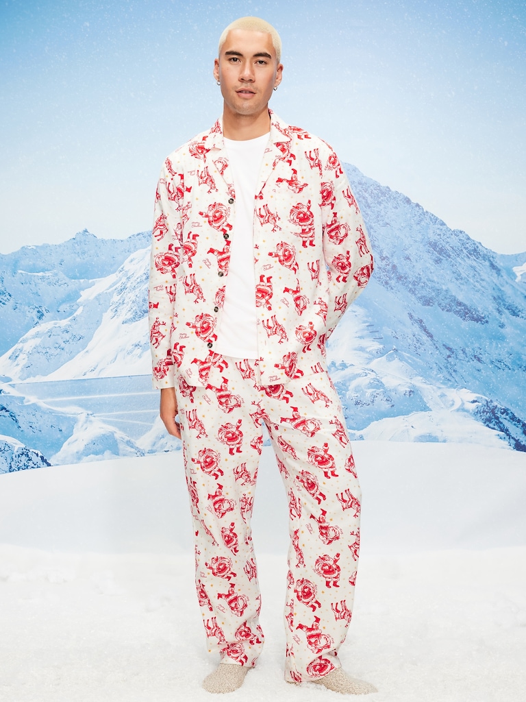 Printed Flannel Pajama Set for Men