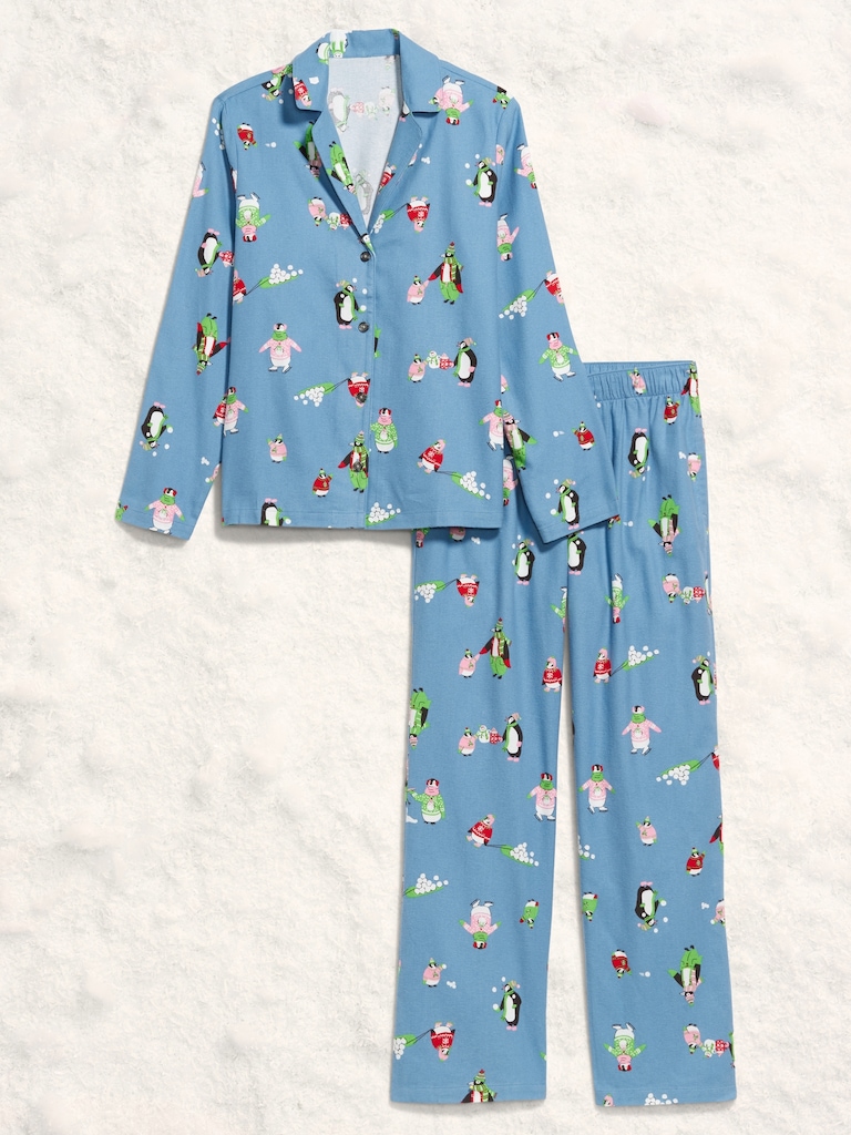 Printed Flannel Pajama Pant Set for Women