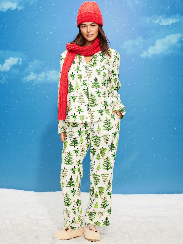 Printed Flannel Pajama Pant Set for Women