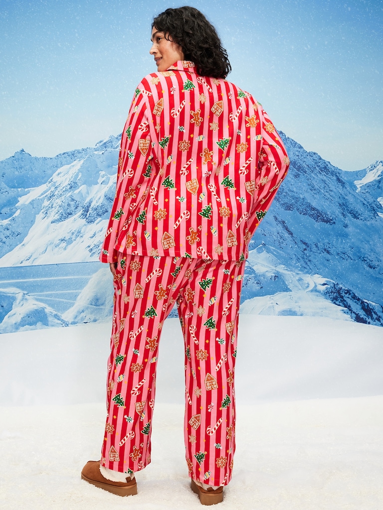 Printed Flannel Pajama Pant Set for Women