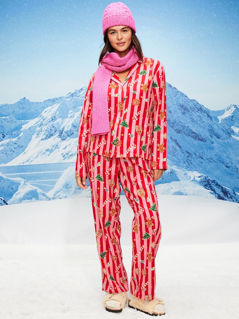 Printed Flannel Pajama Pant Set for Women
