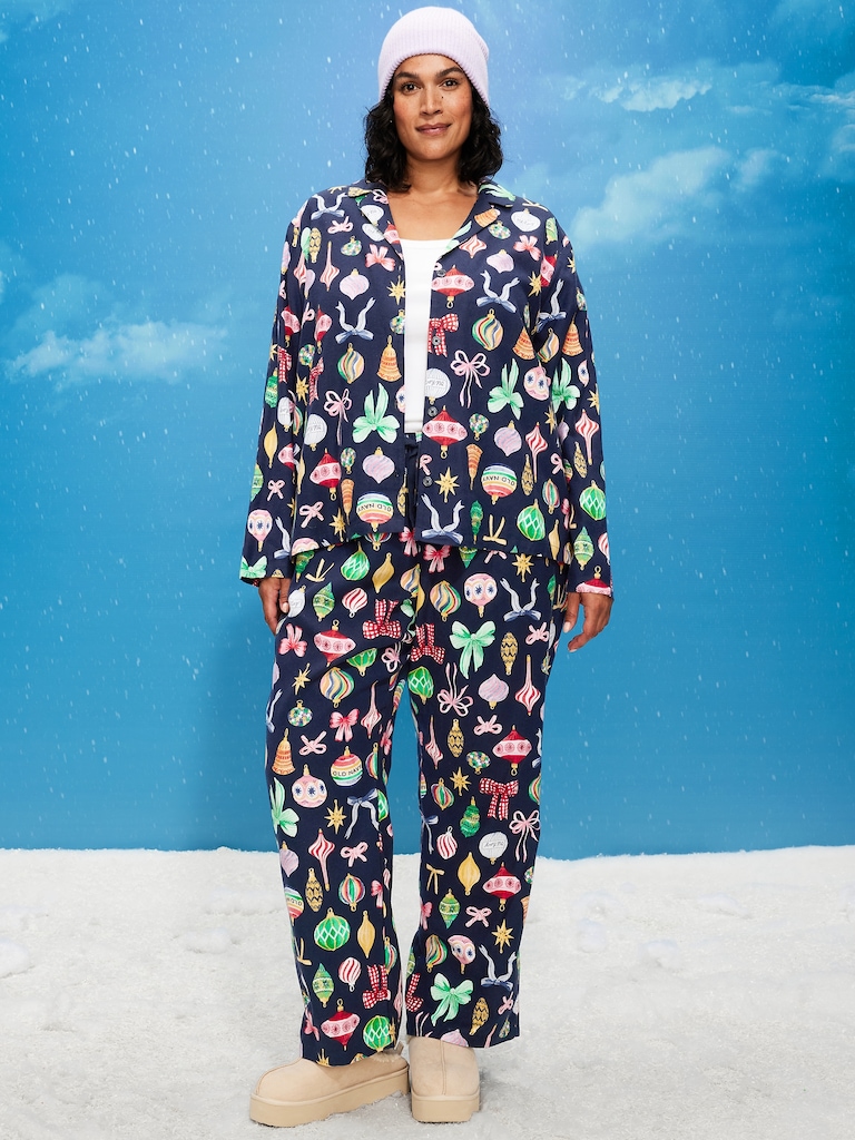 Printed Flannel Pajama Pant Set for Women