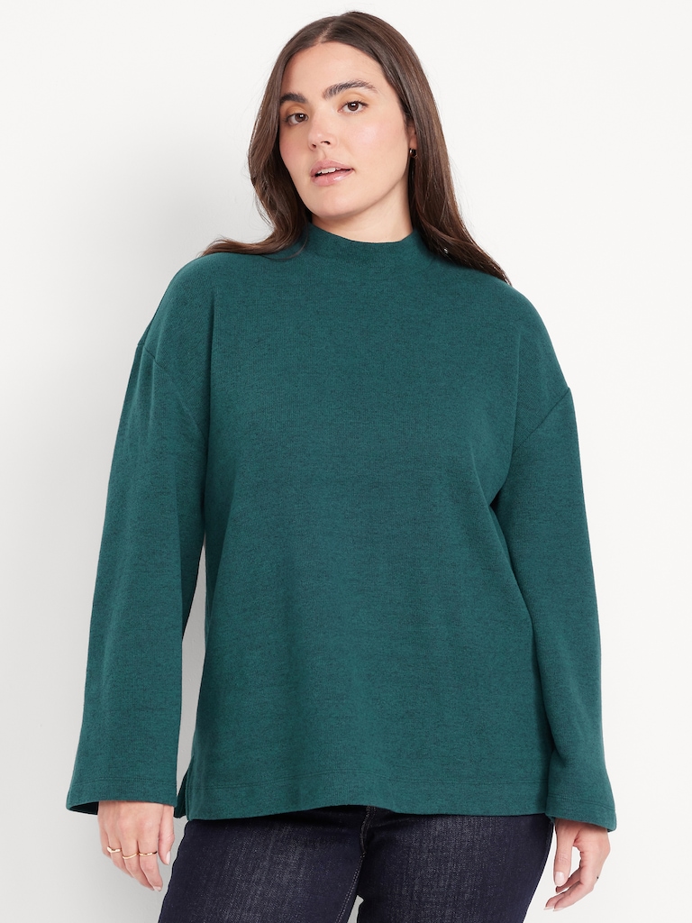 Cozy Mock-Neck Tunic Sweater