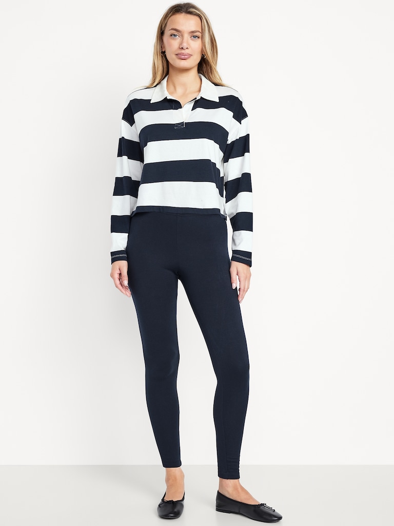 High-Waisted Fleece-Lined Ankle Leggings