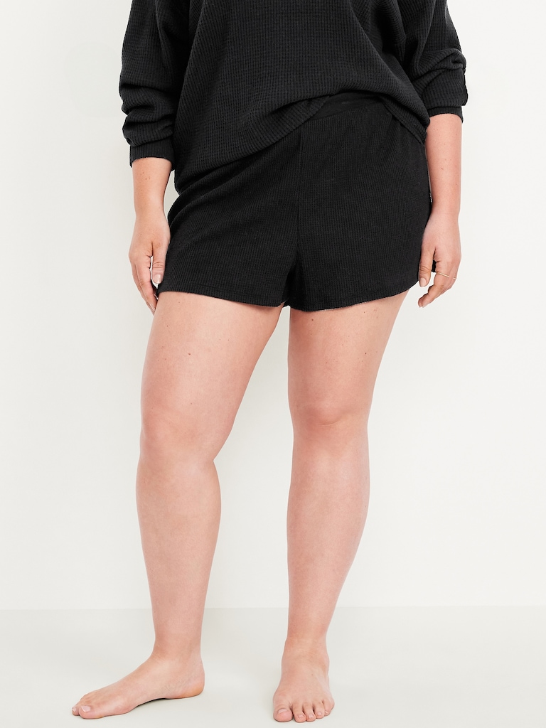 High-Waisted Cozy Waffle Pajama Shorts