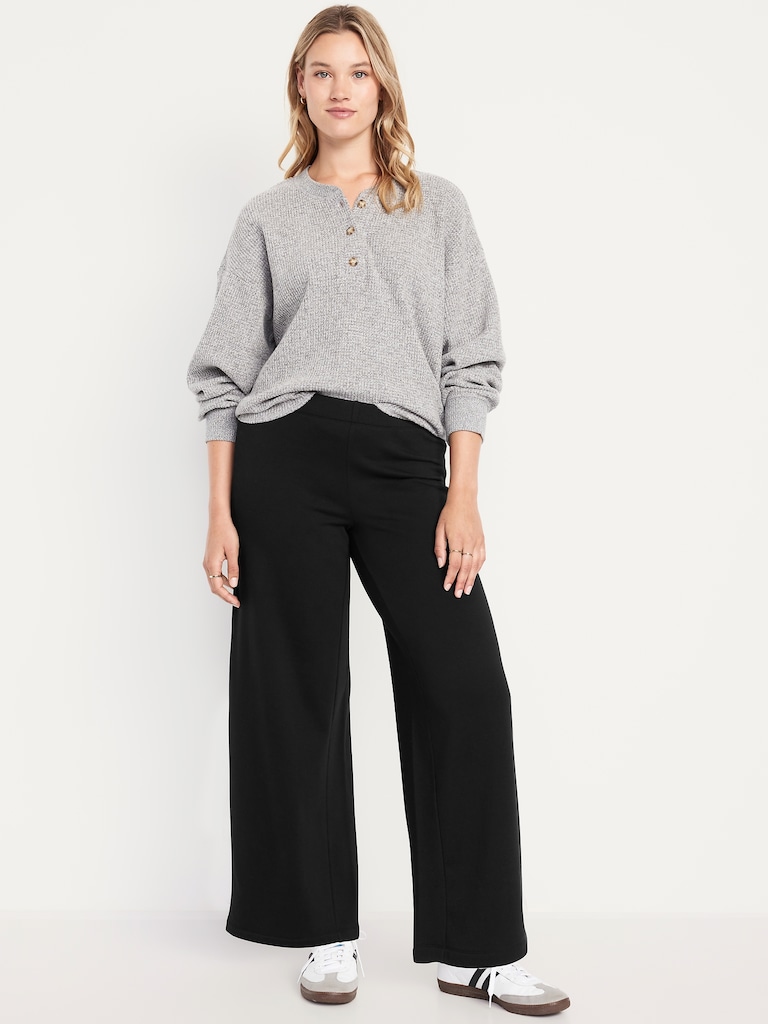 High-Waisted Fleece-Lined Super Wide-Leg Pants