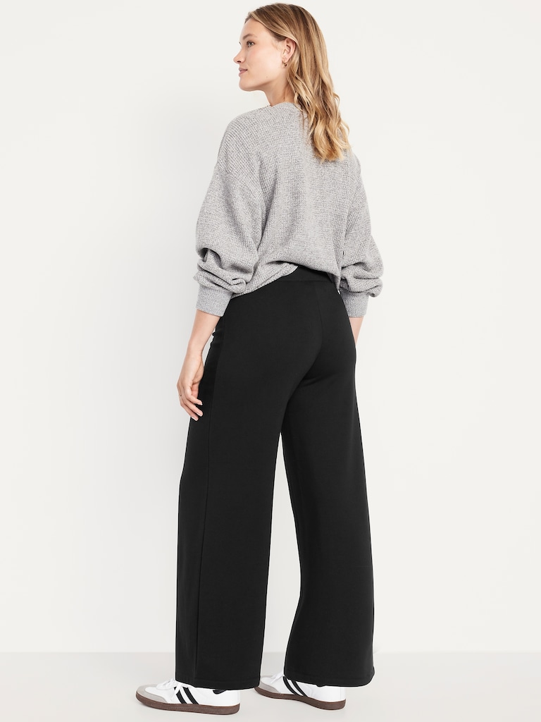 High-Waisted Fleece-Lined Super Wide-Leg Pants