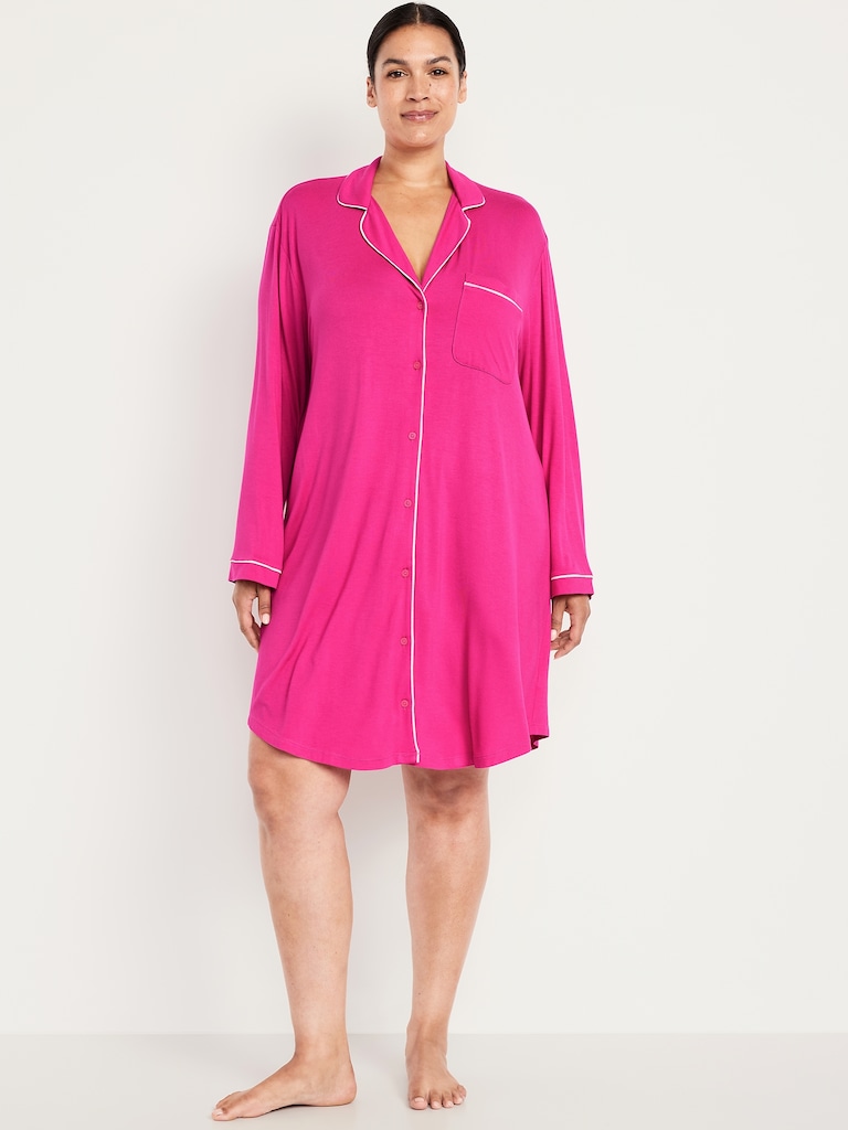 Long-Sleeve Knit Sleep Shirt