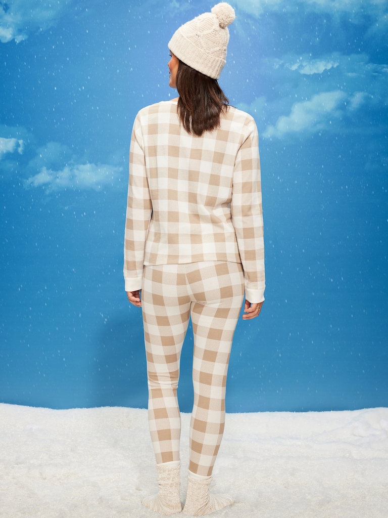 High-Waisted Printed Waffle Pajama Leggings for Women