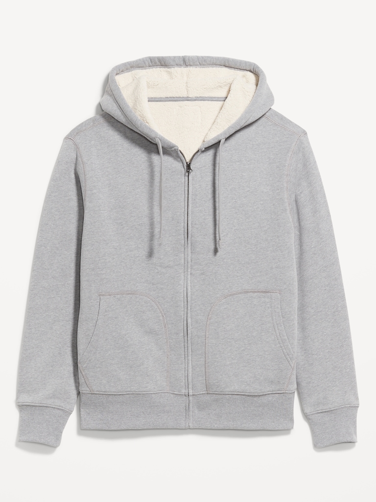 Sherpa-Lined Fleece Zip Hoodie