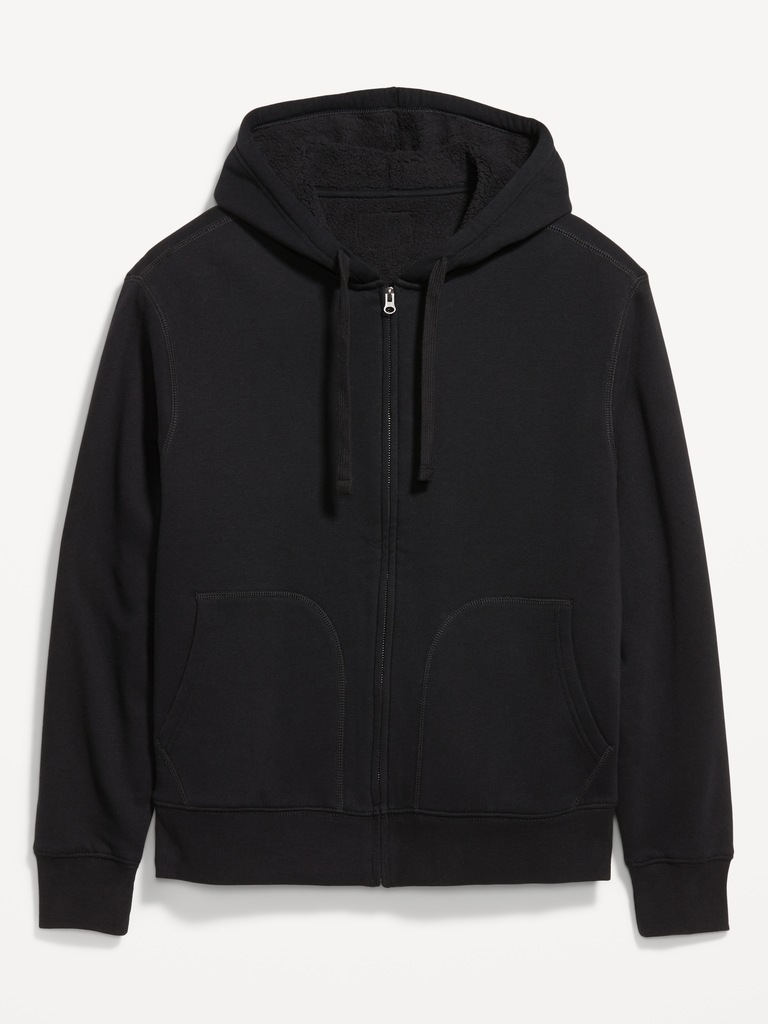 Sherpa-Lined Fleece Zip Hoodie