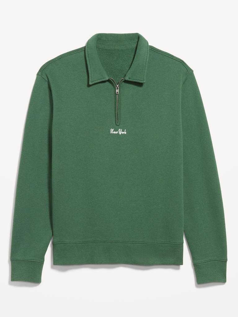 Collared Graphic Fleece Pullover