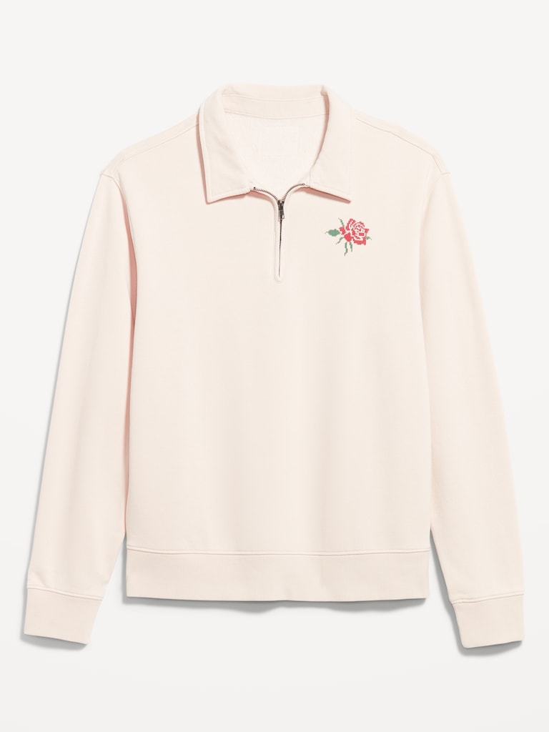 Collared Graphic Fleece Pullover