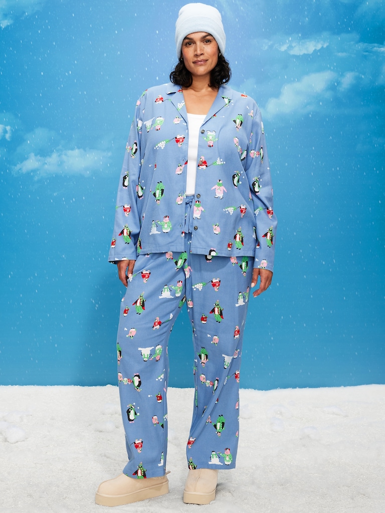 Printed Flannel Pajama Pant Set for Women